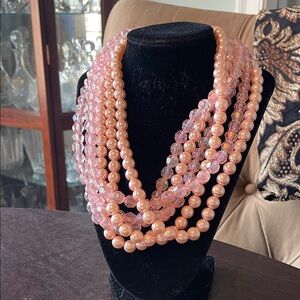 #137 - LIVE SHOW- Multi-Strand Pink Pearl & Crystal Necklace